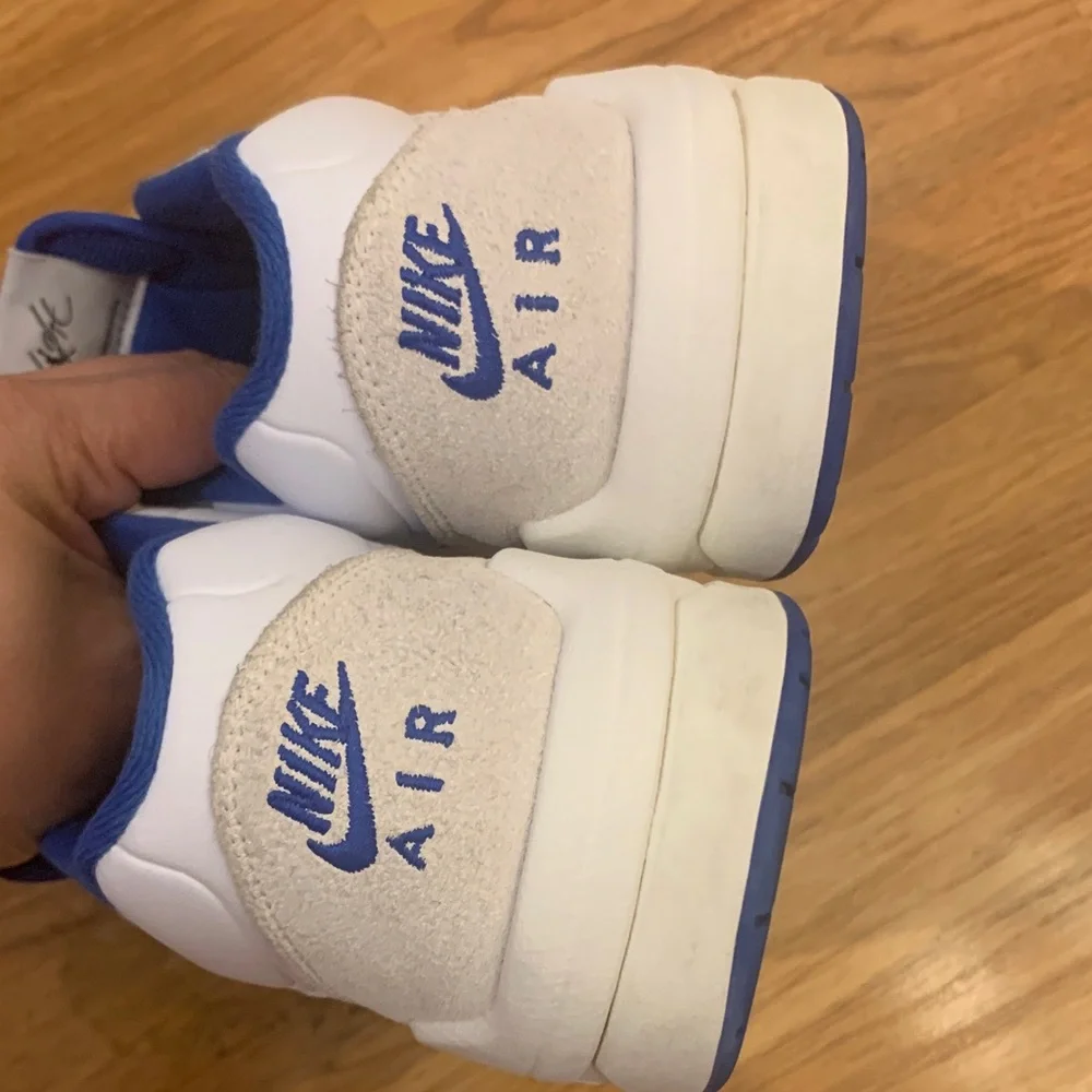 Jordan White and Blue Sneakers - Good used condition